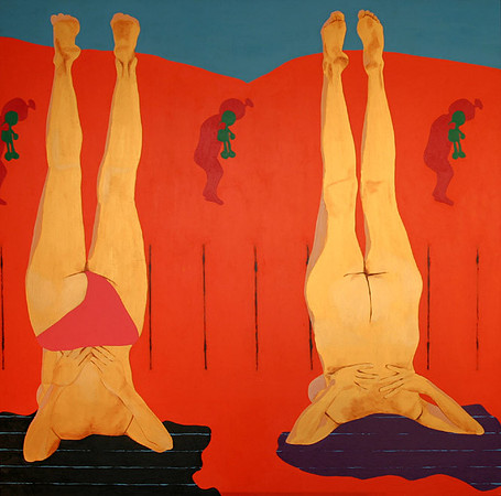 Untitled (twice Yoga), acrylic on wood, 120*120, Gal Naor;s collection