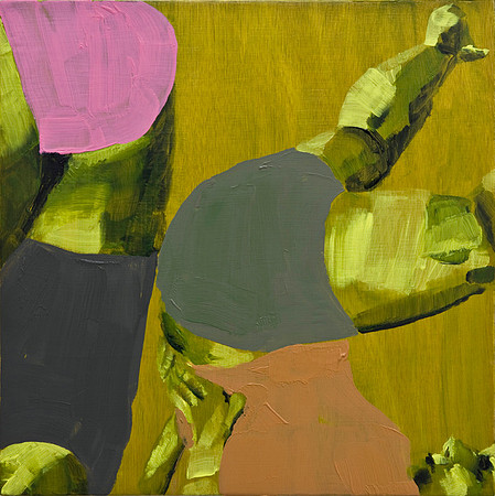 Untitled (pink pants), 2009, acrylic on wood, 40*40, "my war game"