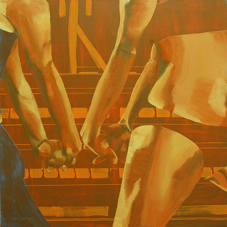Untitled (hands back), 2009,  oil on canvas, 120*120, "connections"